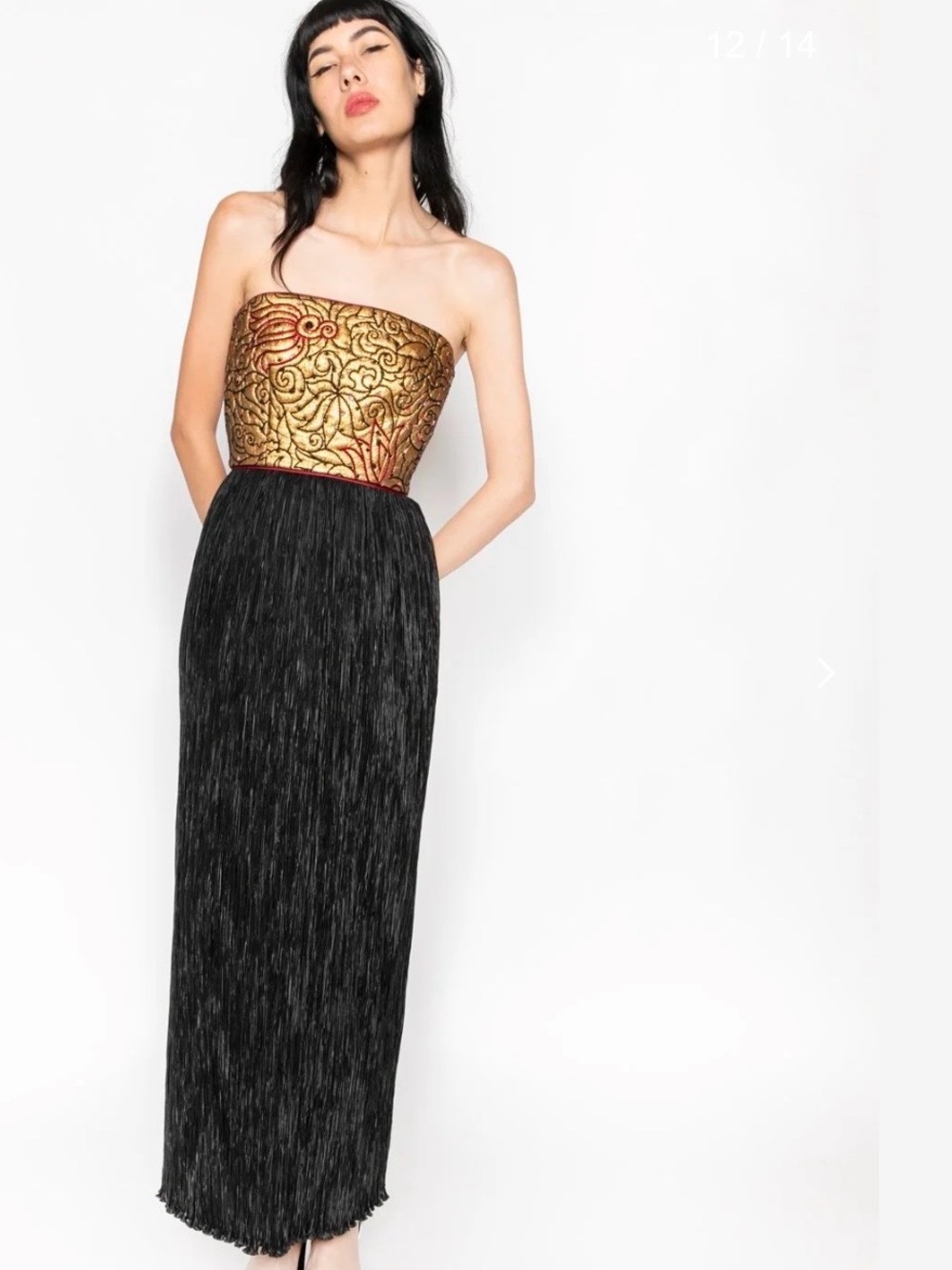 Mary McFadden Couture for Saks Fifth Avenue Strapless Gown Size 4